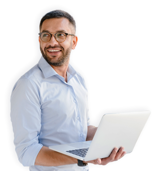 Man holding laptop